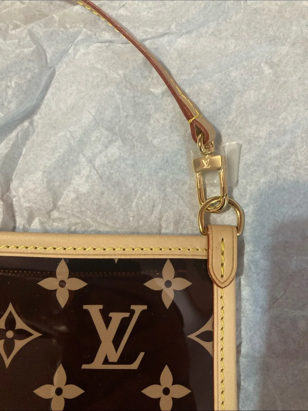 Louis Vuitton Brown and Natural Monogram  PVC Wristlet. Never Used!